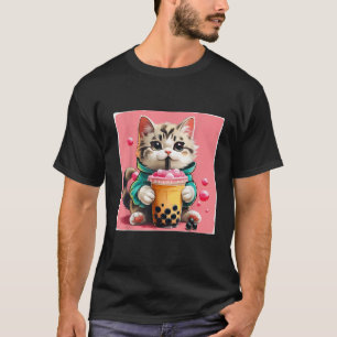 Camiseta Un gato lindo Boba Bubble Tea Kids Chicas Anime Ne