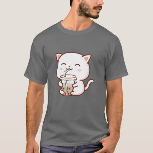 Camiseta Un gato lindo Boba Tea Bubble Tea Anime Kawaii Nek