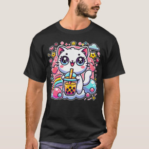 Camiseta Un gato lindo Boba Tea Bubble Tea Anime Kawaii Nek