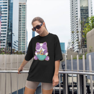 Camiseta Un gato lindo comiendo Halloween Ramen