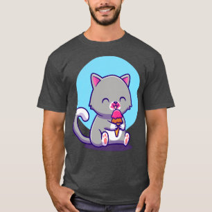 Camiseta Un gato lindo comiendo helado