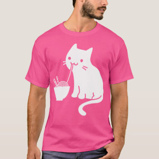 Camiseta Un gato lindo comiendo Ramen