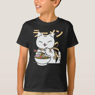 Camiseta Un gato lindo comiendo Ramen   Regalo para Cat & R