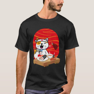 Camiseta Un gato lindo comiendo sushi, cultura japonesa y c