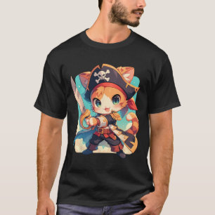 Camiseta Un gato lindo como el pirata Kawaii Anime