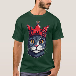 Camiseta Un gato lindo con un estilo vectorial de la corona