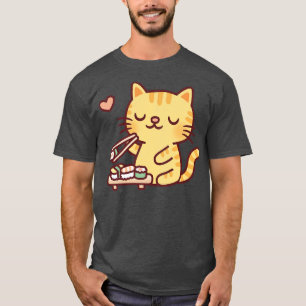 Camiseta Un gato lindo de tabby ama el sushi japonés