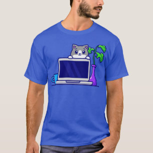Camiseta Un gato lindo detrás del Personalizado de portátil