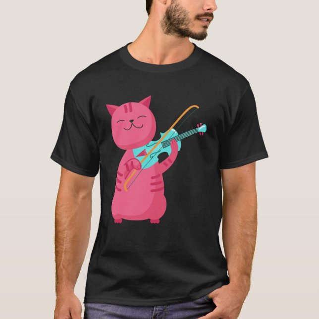 Camiseta Un gato lindo jugando al violín (Anverso)