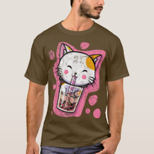Camiseta Un gato lindo Kawaii burbuja té mujeres de anime j