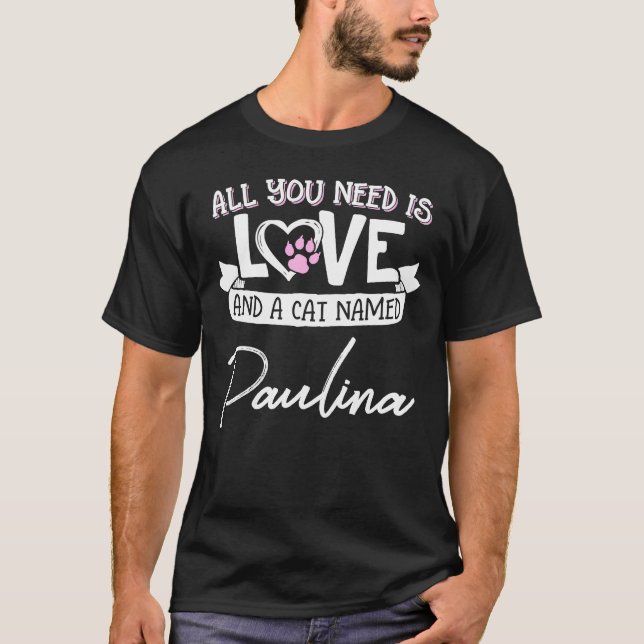 Camiseta Un gato lindo llamado Paulina para mujeres y Chica (Anverso)