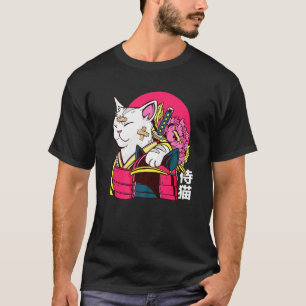Camiseta Un gato lindo Mascota Ninja Samurai japonés kanji