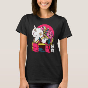 Camiseta Un gato lindo Mascota Ninja Samurai japonés kanji