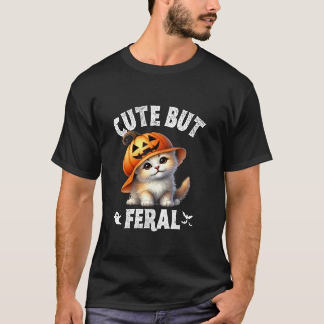 Camiseta Un gato lindo pero fértil gatito adoraba calabaza  (Anverso)