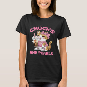Camiseta Un gato lindo que bebe burbujas té gatito amante