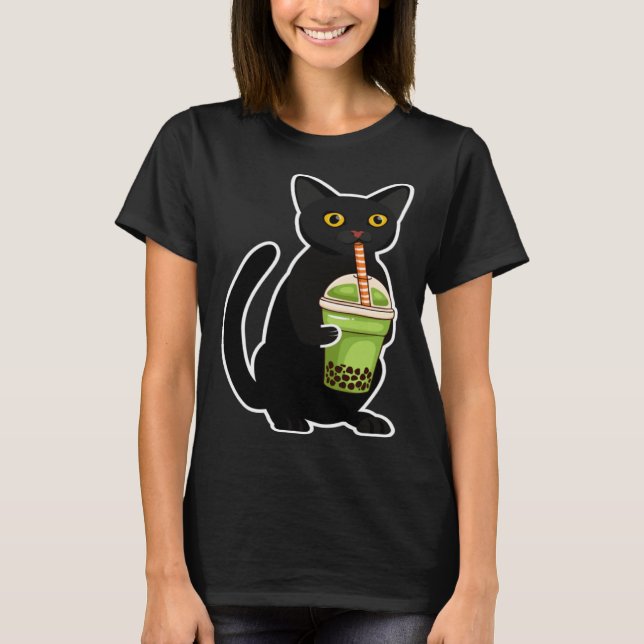 Camiseta Un gato lindo que bebe té té té disfraz té (Anverso)