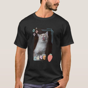 Camiseta Un gato lindo que pega una ventana Mascotas gatito