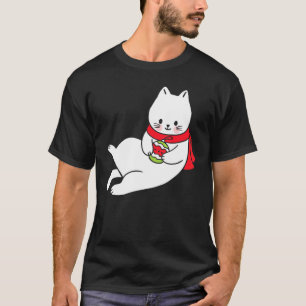 Camiseta Un gato lindo sostiene a Navidades de máscaras nav