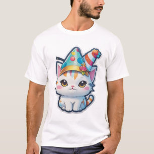 Camiseta Un gato lindo sostiene a un fiesta de Año Nuevo