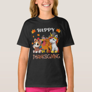 Camiseta Un gato lindo unicornio en Turquía Feliz Día de Ac