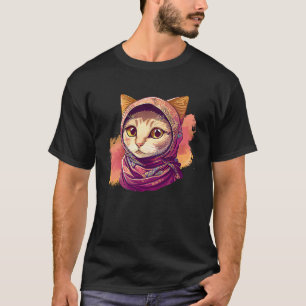 Camiseta Un gato lindo vistiendo hiyab Chica musulmana