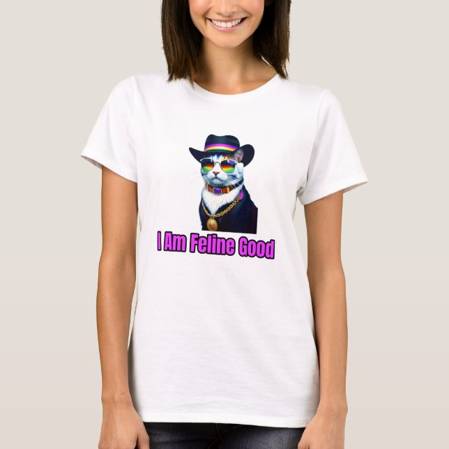 Camiseta Un gato llevando un Fedora y gafas de sol (Anverso)