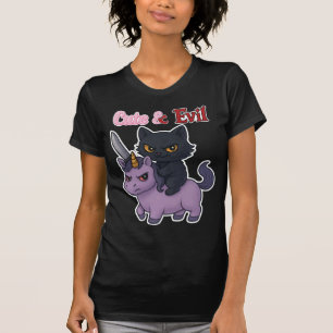 Camiseta Un gato malvado montado en el Gótico de Kawaii