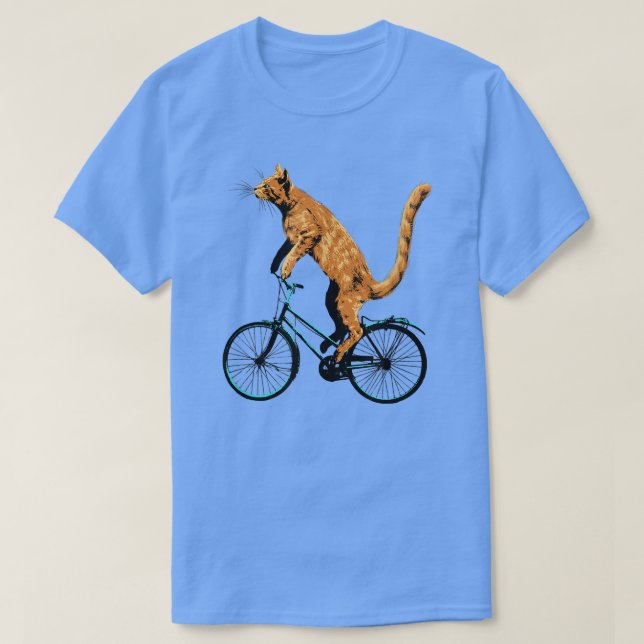 Camiseta Un gato montando    bicicletaUn gato gracioso para (Diseño del anverso)