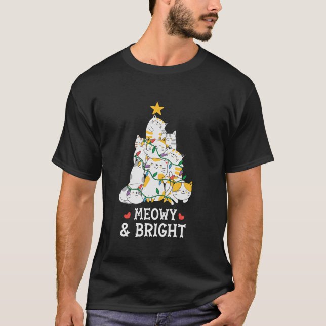Camiseta Un Gato Mowy Y Brillante Chicas De Árboles De Navi (Anverso)