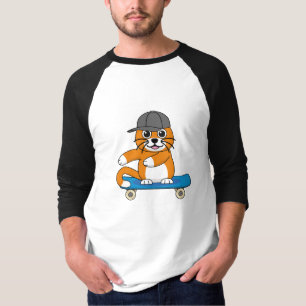 Camiseta Un gato Naranja lindo en un Personalizado de skate