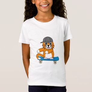 Camiseta Un gato Naranja lindo en un Personalizado de skate
