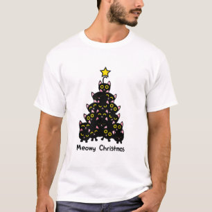 Camiseta Un gato Navidad un divertido y confuso árbol de N