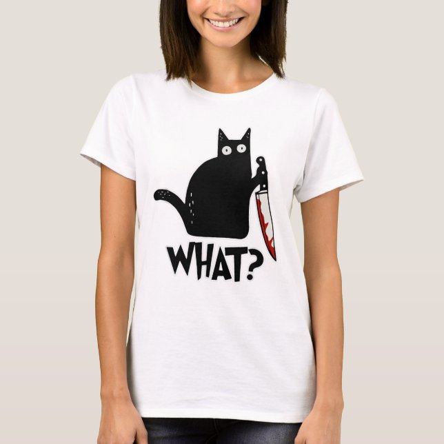 Camiseta Un gato negro asustado dice qué meme significa lo  (Anverso)