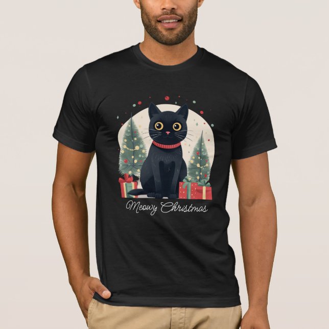 Camiseta Un Gato Negro De Navidades Aburridos Y Divertidos (Anverso)