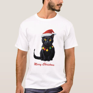 Camiseta Un gato negro de Navidades burdos y de moda en San