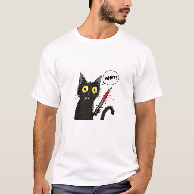 Camiseta Un gato negro disfrazado de Halloween qué divertid (Anverso)
