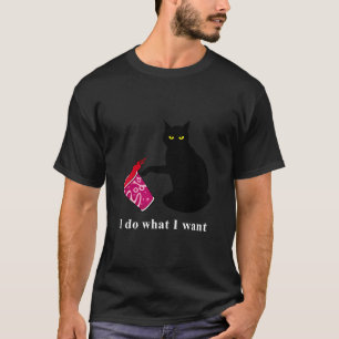 Camiseta Un gato negro divertido hace lo que quiero