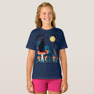 Camiseta Un gato negro familiar y toadstools Halloween 4