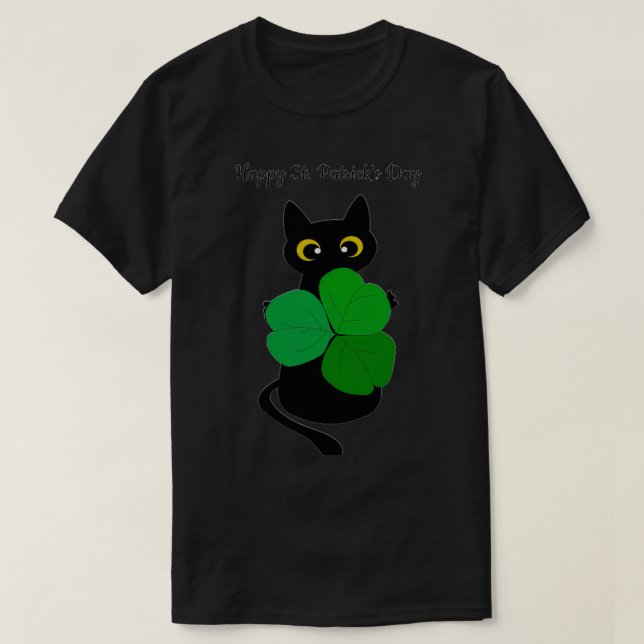 Camiseta Un gato negro lindo Leprechaun Gorra Funny Irish S (Diseño del anverso)