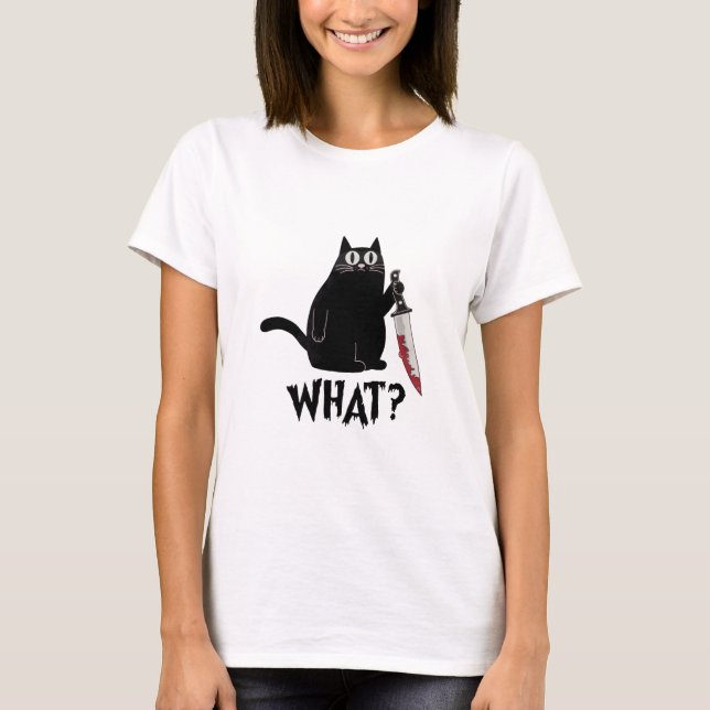 Camiseta Un Gato Negro Oscuro Y Aburrido Pero Psicoso Con C (Anverso)