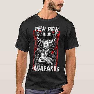 Camiseta Un gato negro retro gracioso Pew Madafakas