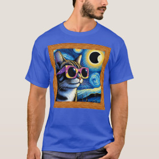 Camiseta Un gato nocturno estrellado con gafas de sol en ec