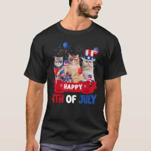 Camiseta Un Gato Persa Feliz 4 De Julio Indice De Globos