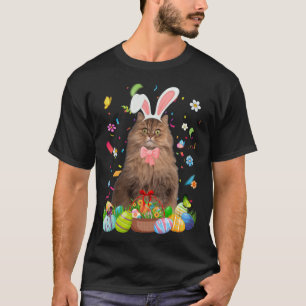 Camiseta Un gato persa y una cesta de huevos de Pascua