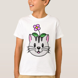 Camiseta Un gato Personalizado con flor en la cabeza