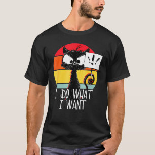 Camiseta Un gato retro de gato bonito que hago lo que quier