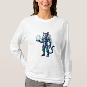 Camiseta Un gato robot con armadura futurista,
