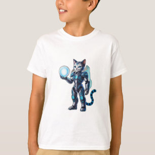 Camiseta Un gato robot con armadura futurista,