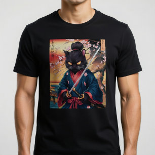 Camiseta Un gato sazurai japonés