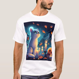 Camiseta un gato sentado frente a una calabaza con un fanta